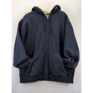 LL Bean Katahdin Iron Works Sherpa Lined Hoodie Jacket Mens Large Navy Blue